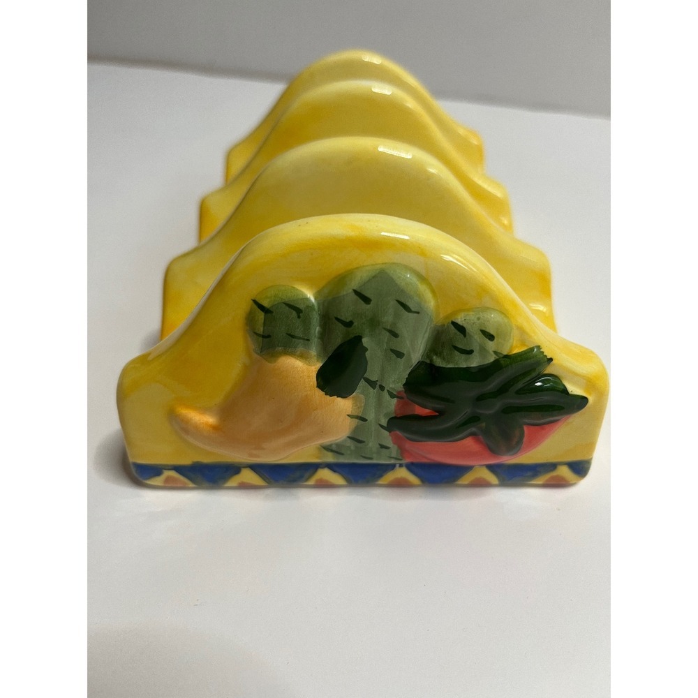 Ceramic Taco Holder Southwestern Style Cactus Chili Pepper Kitchen Decor